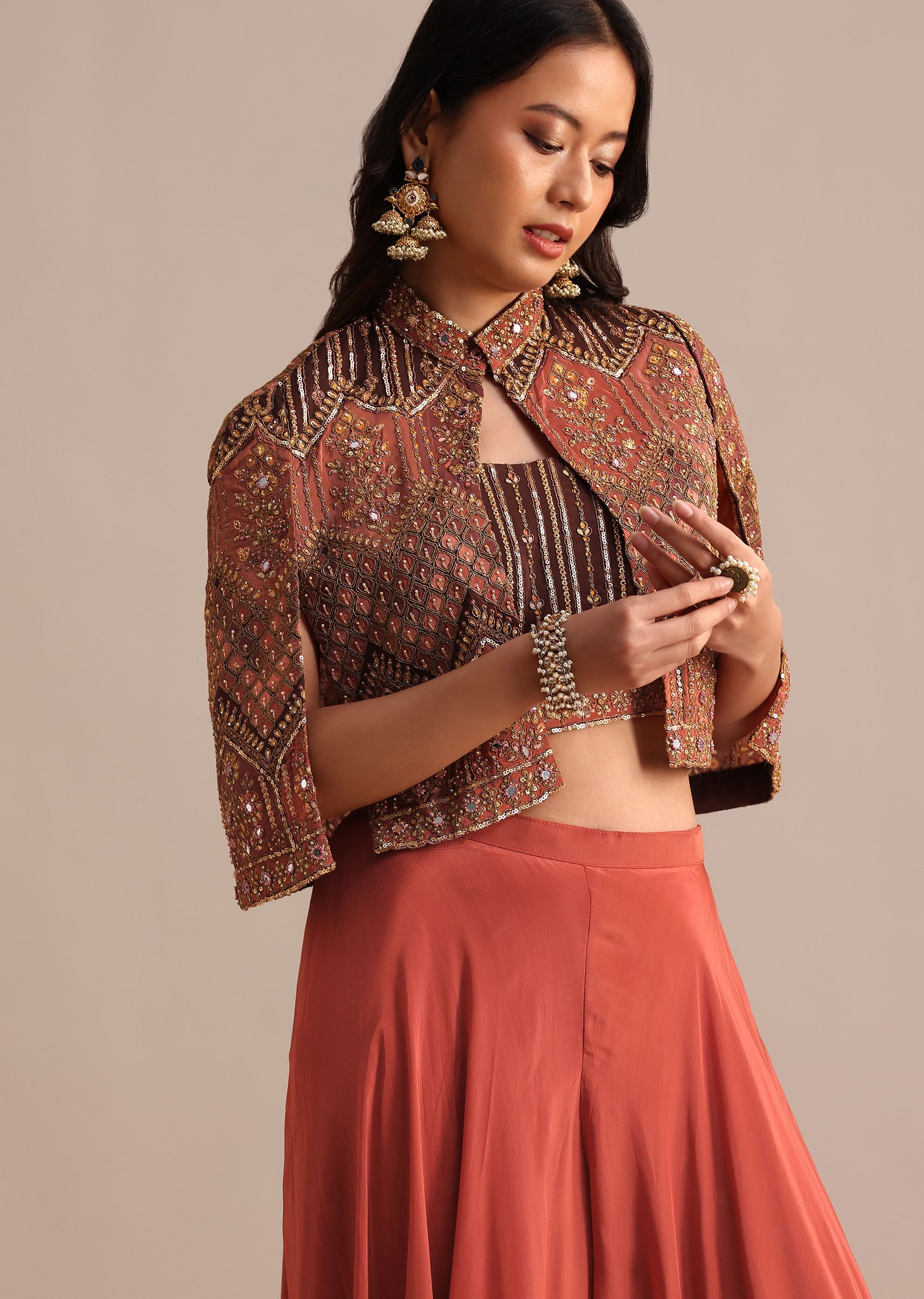 Embroidered cape jacket online