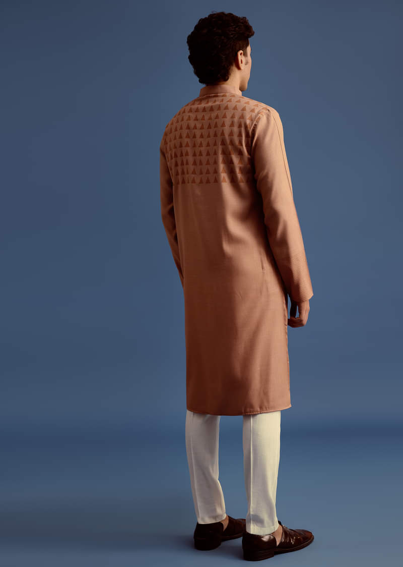 Brown Geometric Hand Block Printed Kurta Set