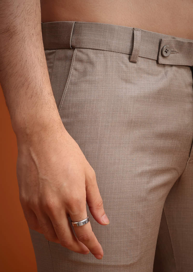 Brown Jodhpuri Set With Mandarin Collar