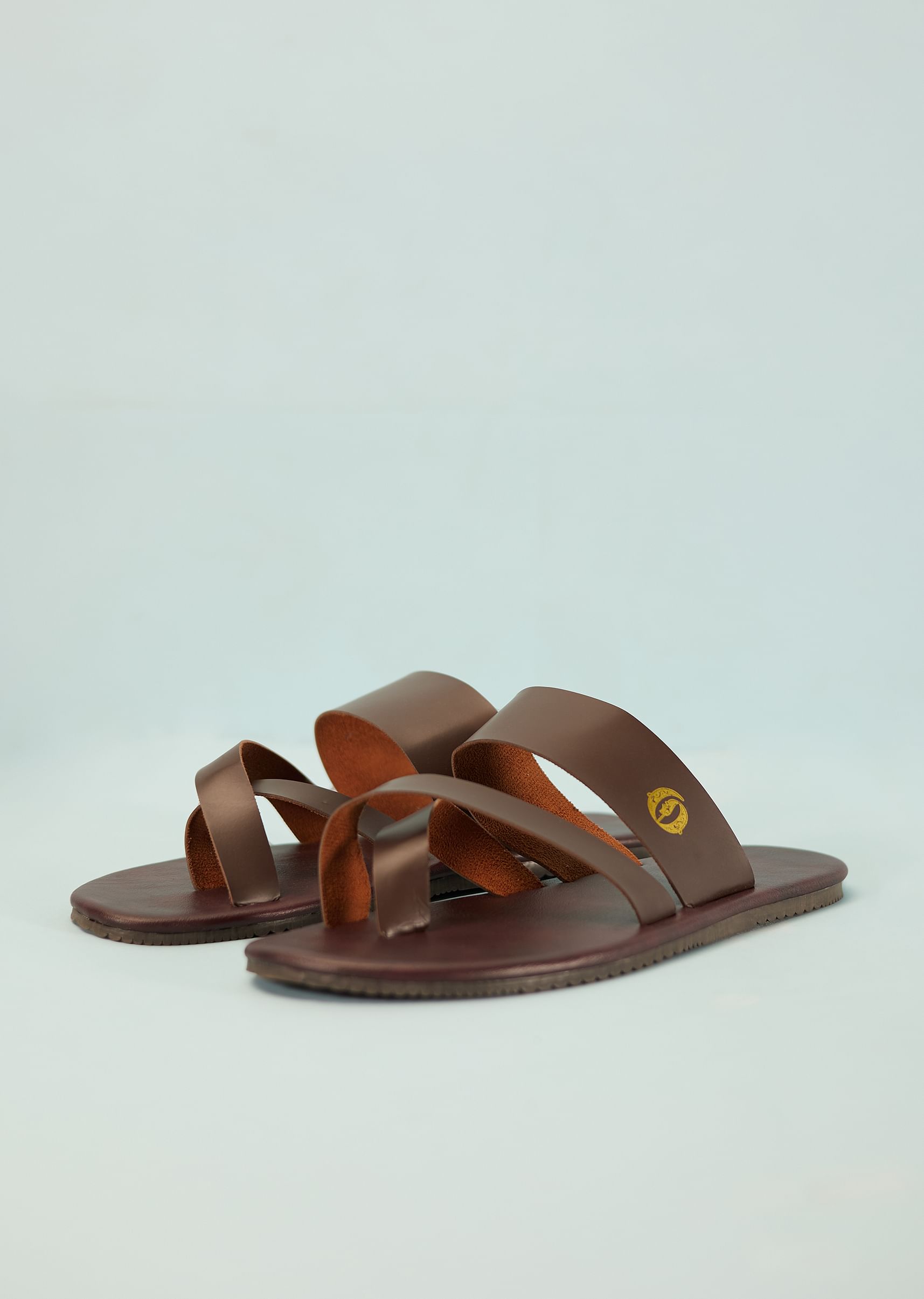 Buy Dark Brown Strappy Slides For Men In Leather With Buttons KALKI Fashion Global