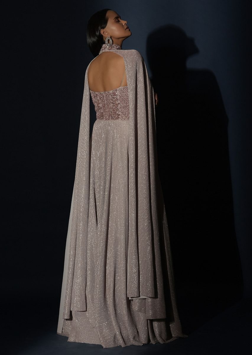 Buy Champagne Gown With Embellished Sweetheart Cut Bodice And Spaghetti Straps KALKI Fashion India