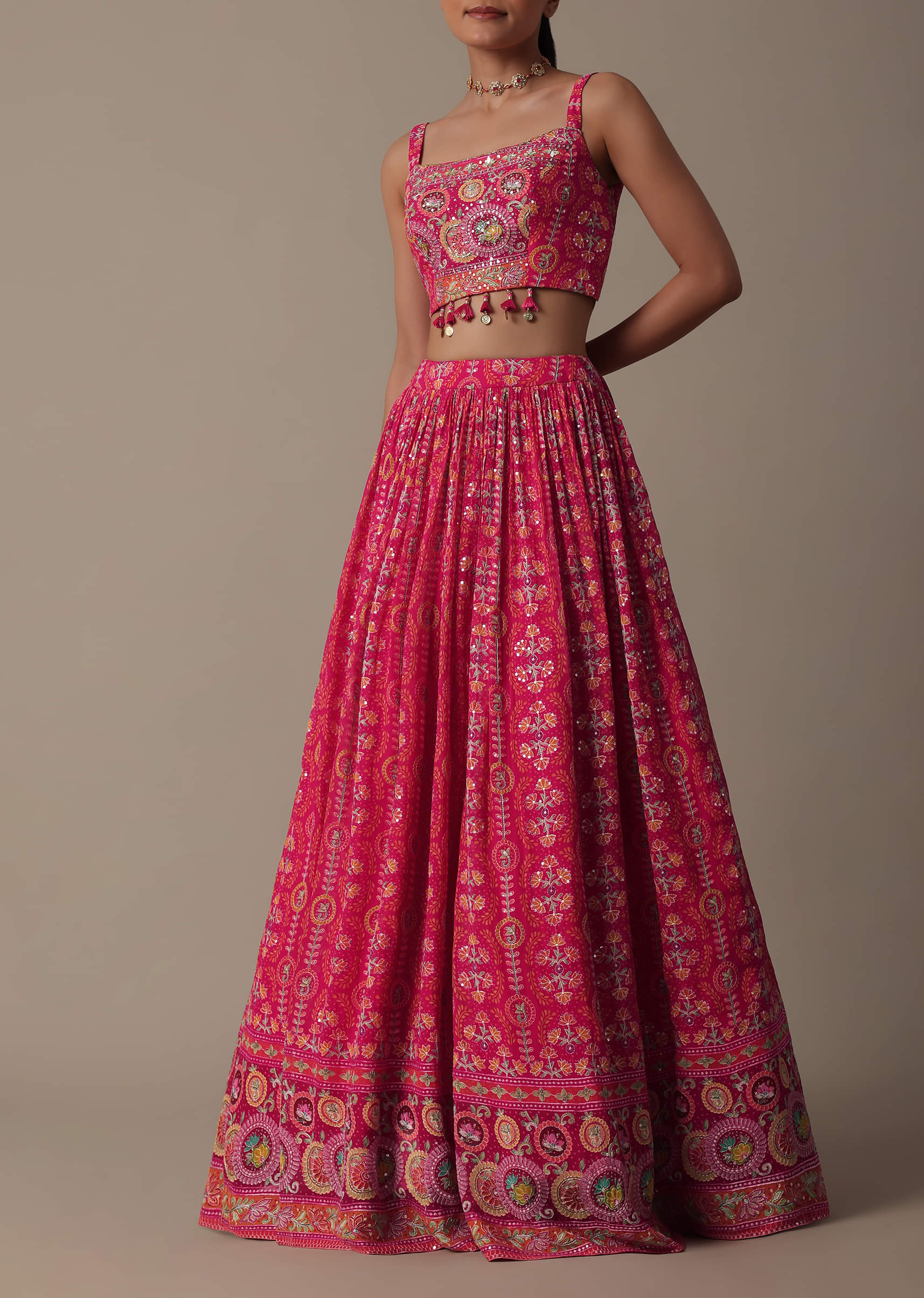 Buy Black Sequin Embellished Lehenga Choli Set With Cape