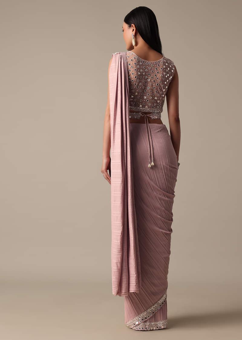 Chic Pink Ready To Wear Saree With Blouse