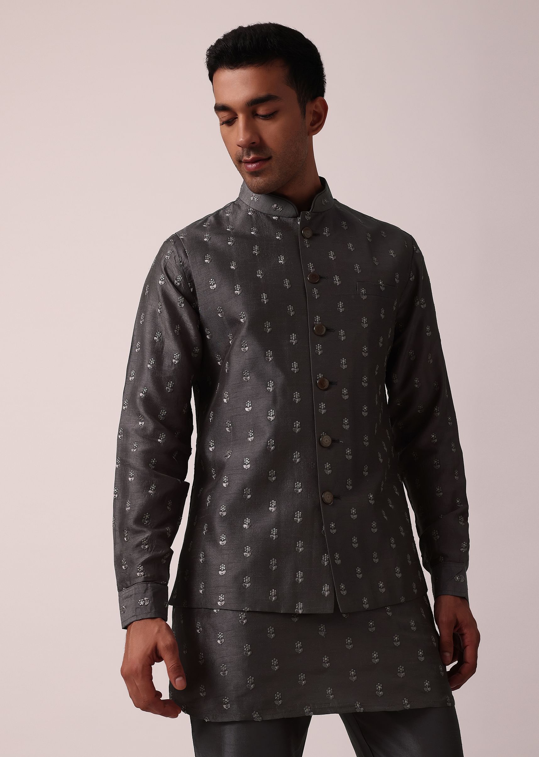 Grey silk jacket shop