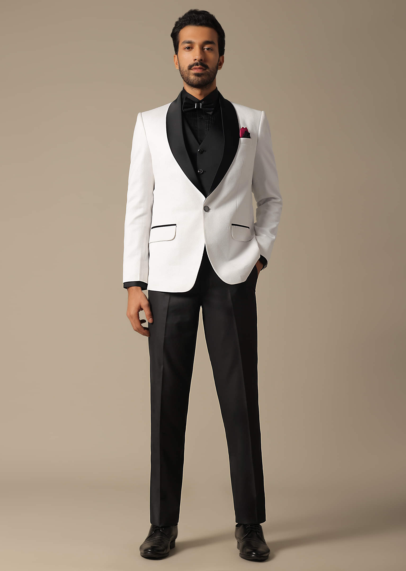 Buy Classic White Textured Tuxedo Set