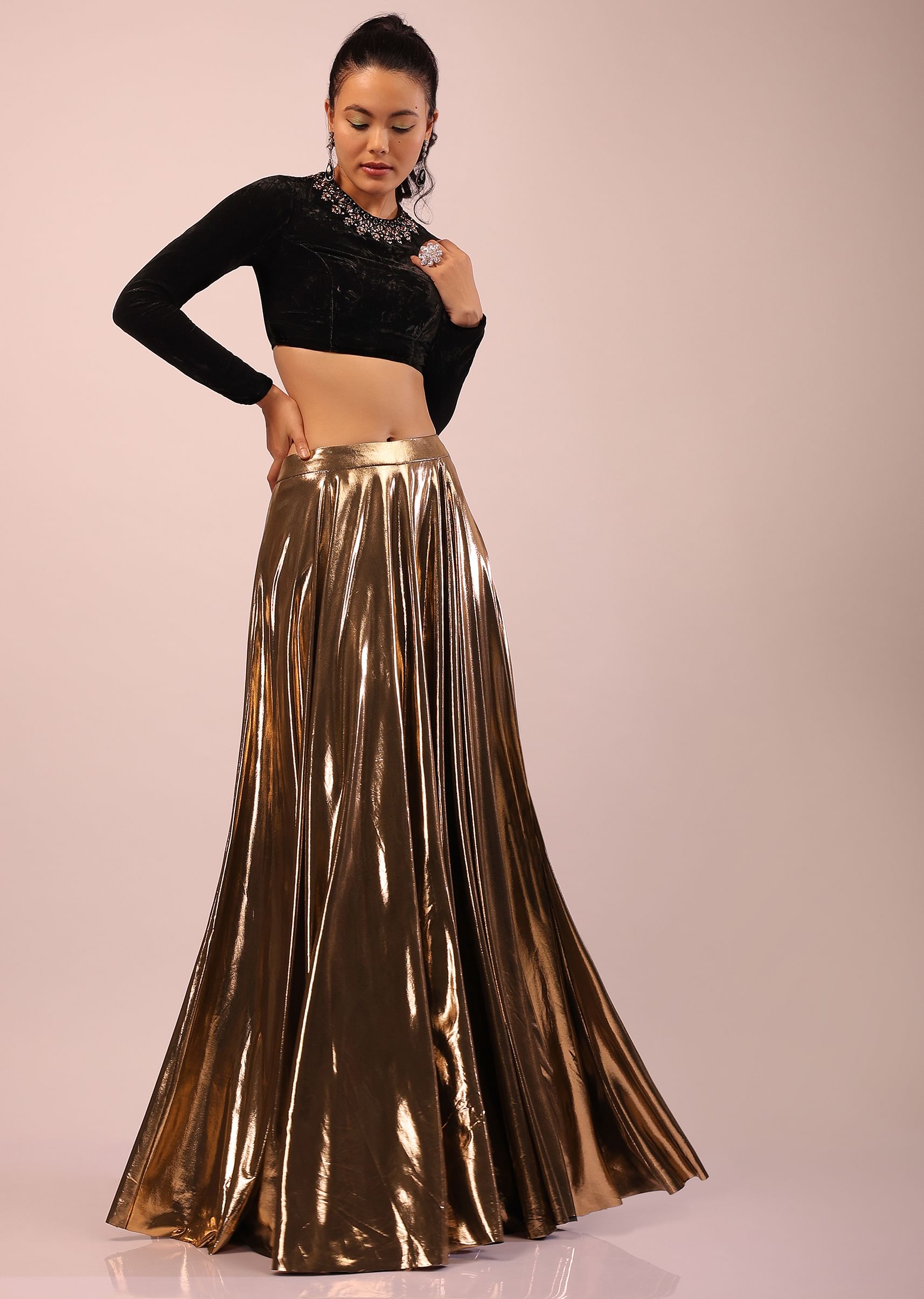 Metallic skirt and top set sales