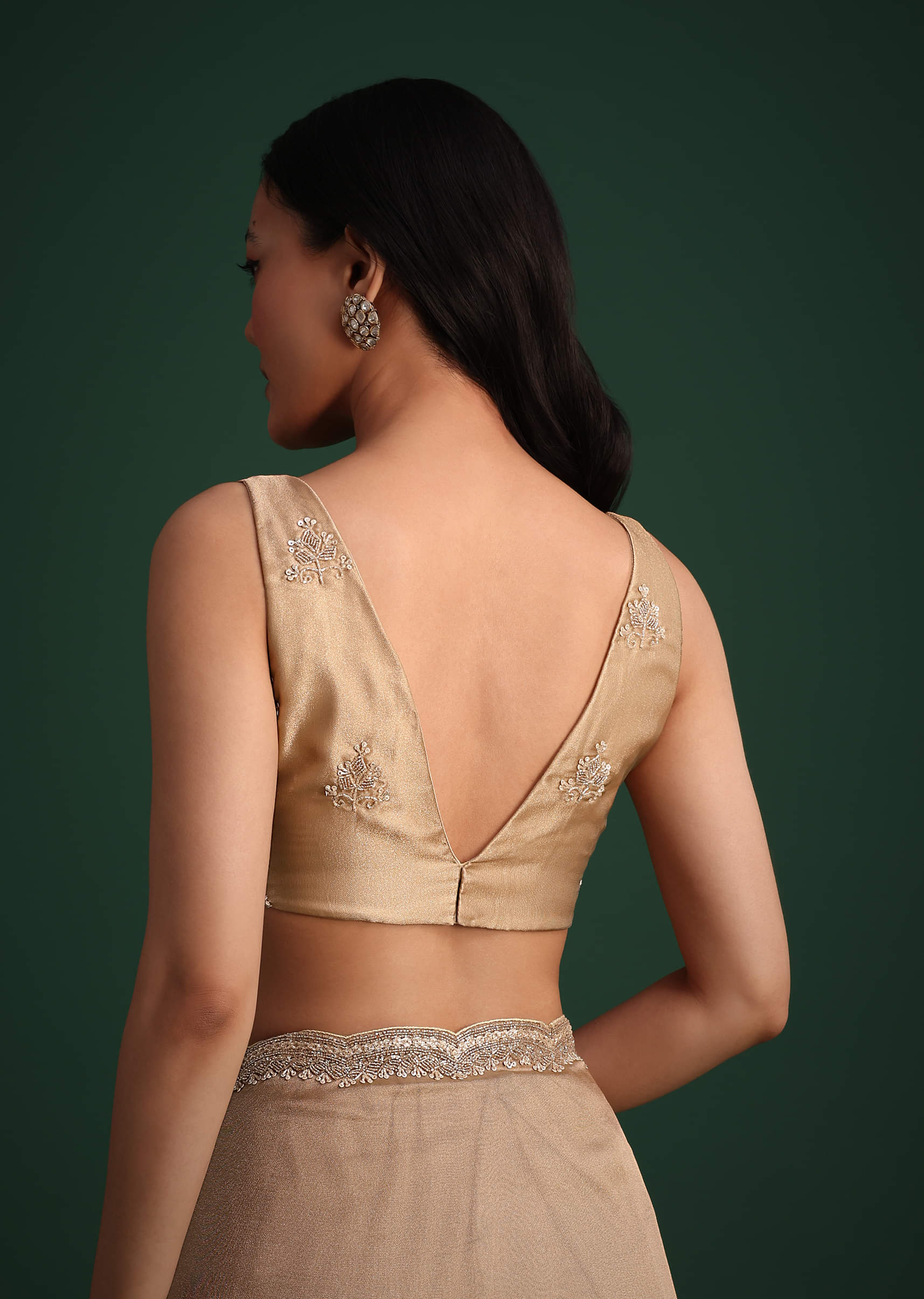Buy Copper Tissue Saree With Cutdana And Stone Embroidery | KALKI Fashion  India