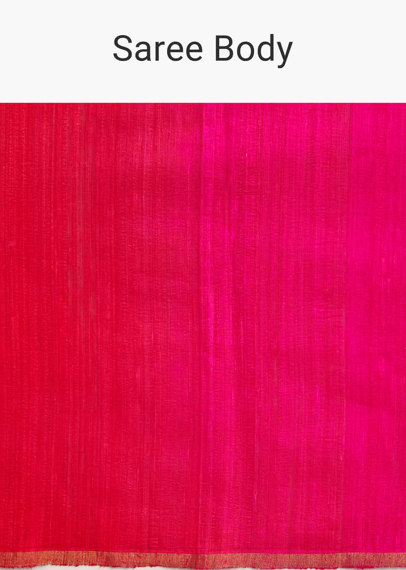 Corel Red Kora Silk Handloom Saree With Woven Traditional Motif