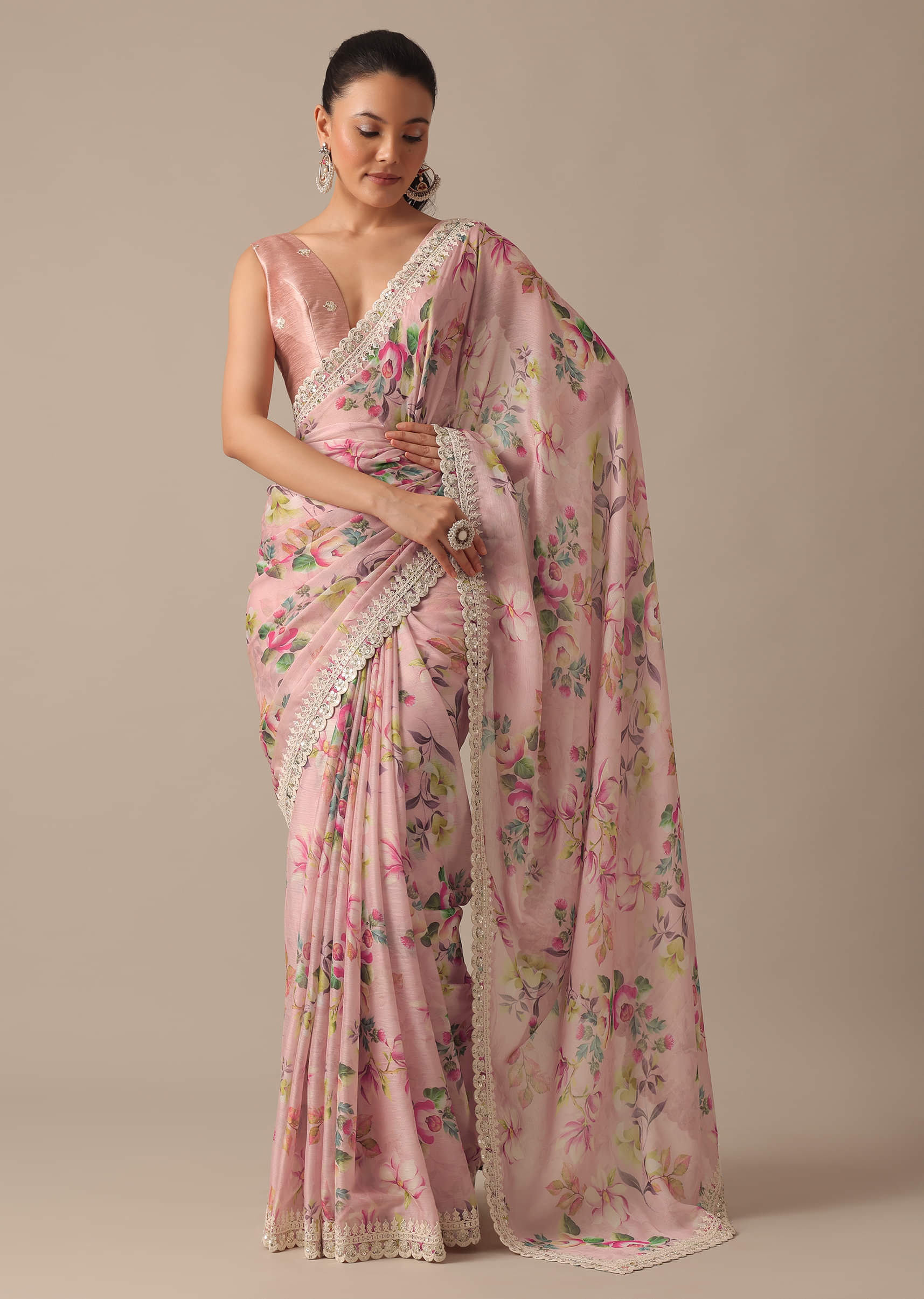 pink_chiffon_saree_with_floral