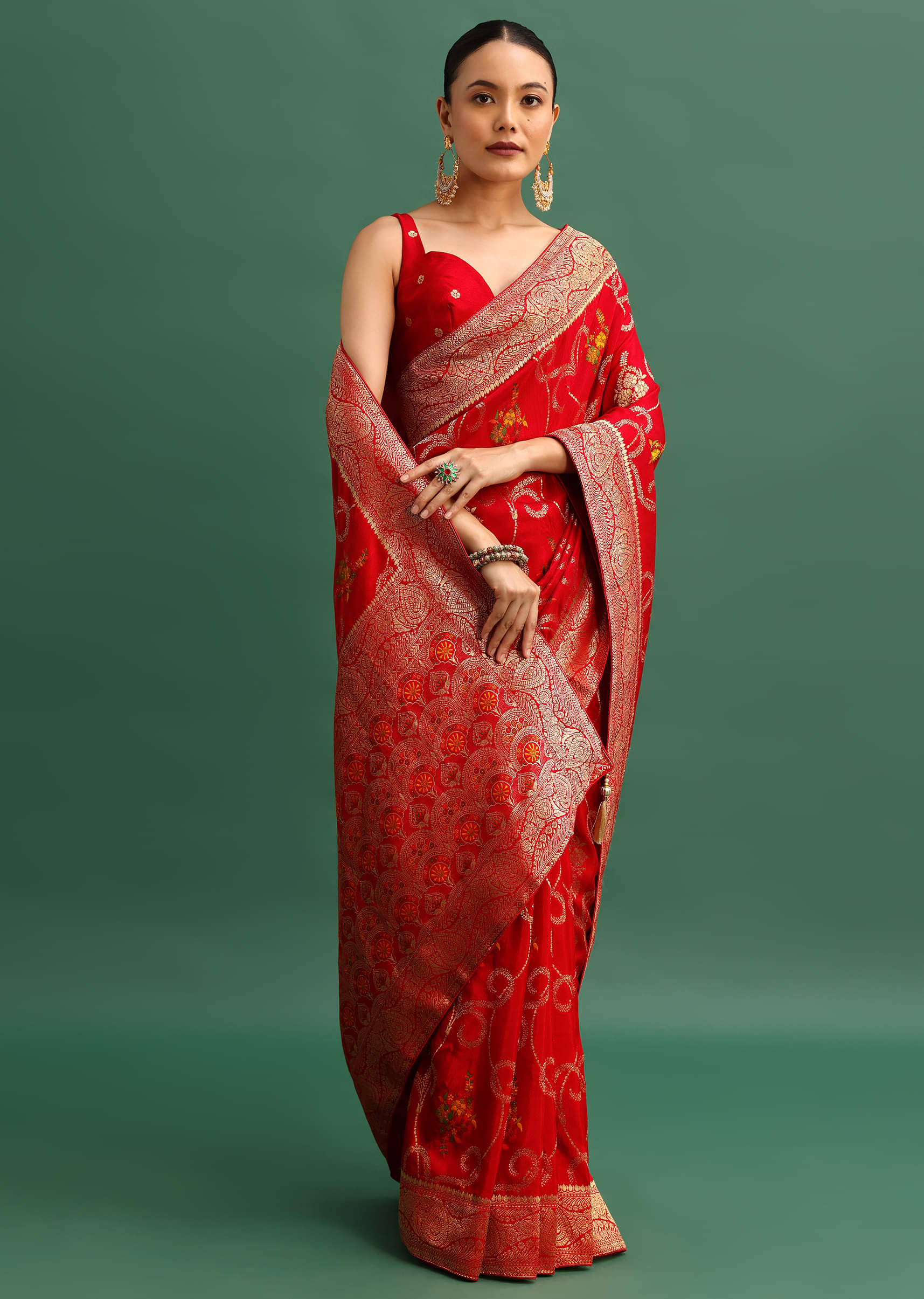 red_dola_silk_woven_saree_with