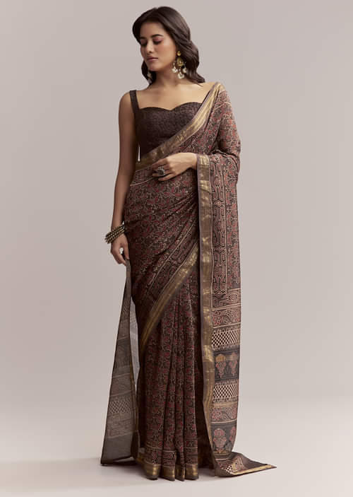 dark-brown-linen-printed-saree-with-authentic-ajrakh-print-sg311993-1.jpg