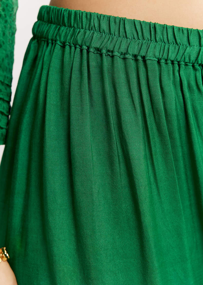 Dark Green Printed Chiffon Sequin Kurta Set With Dupatta