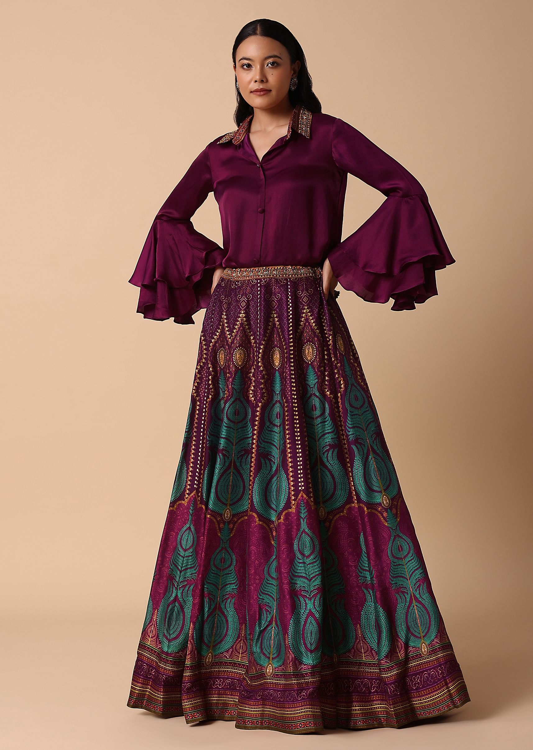 Collar blouse lehenga hot sale