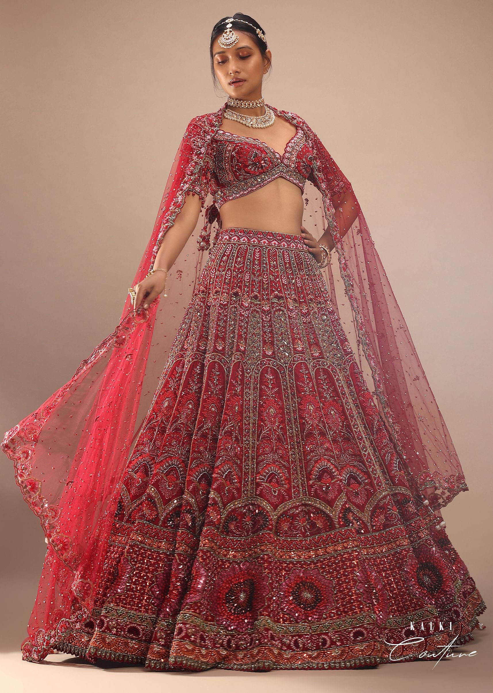 Bridal retail lehenga dark red