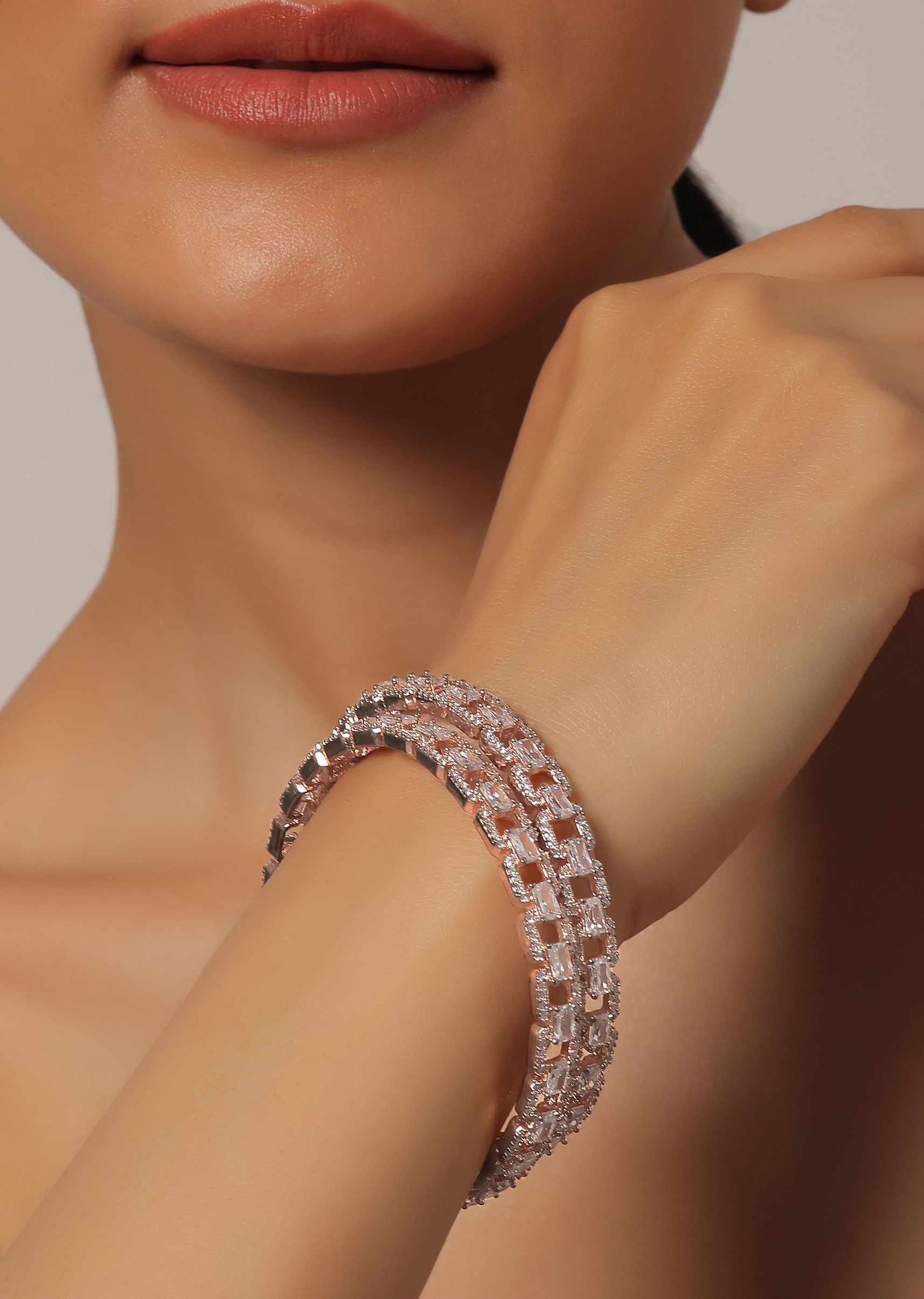 Rose gold bangles set sales