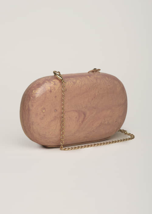 Leather Bag Gold Clutch Bag With Wrist Strap Rose Gold Leather
