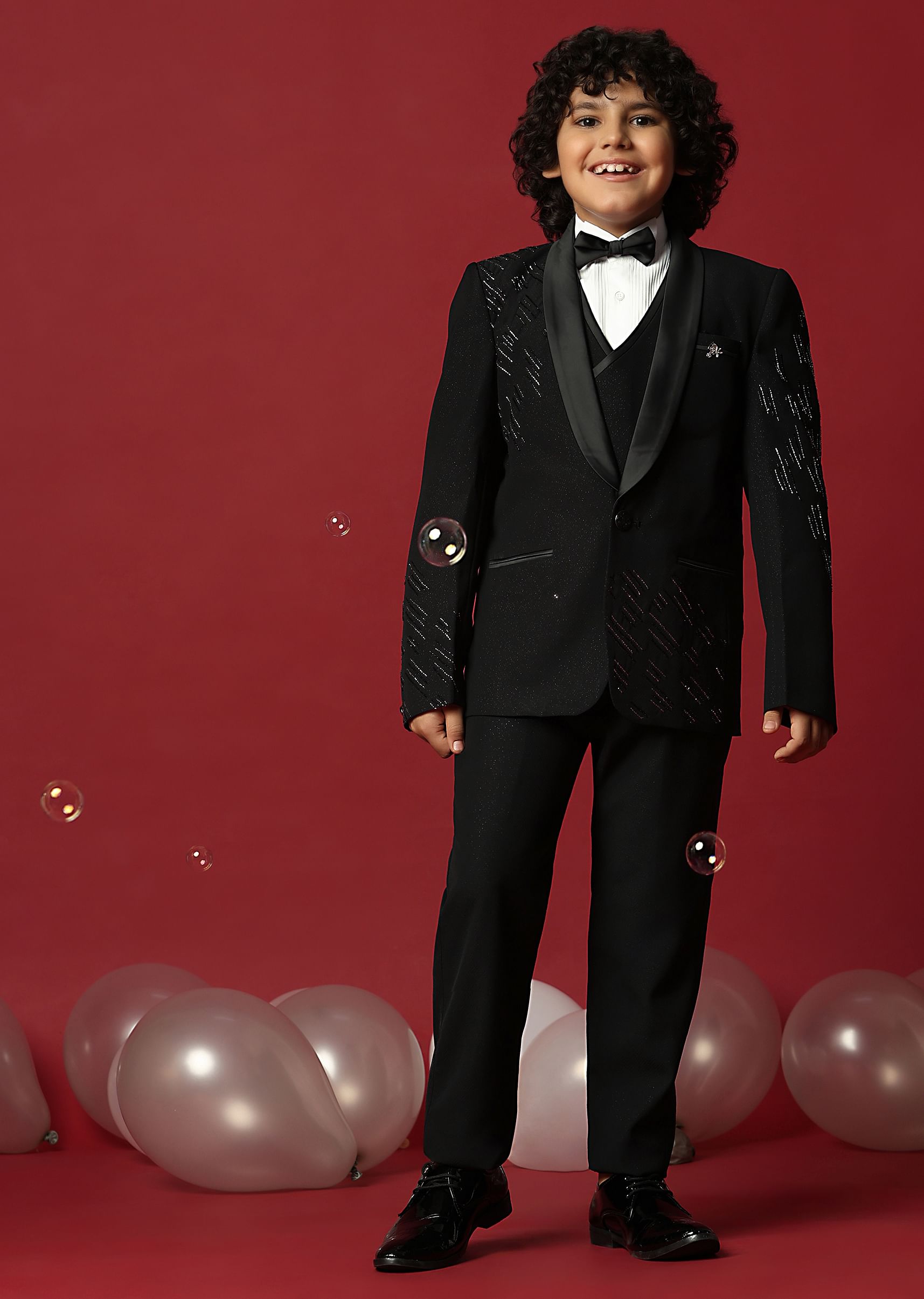 Boys black tuxedo top