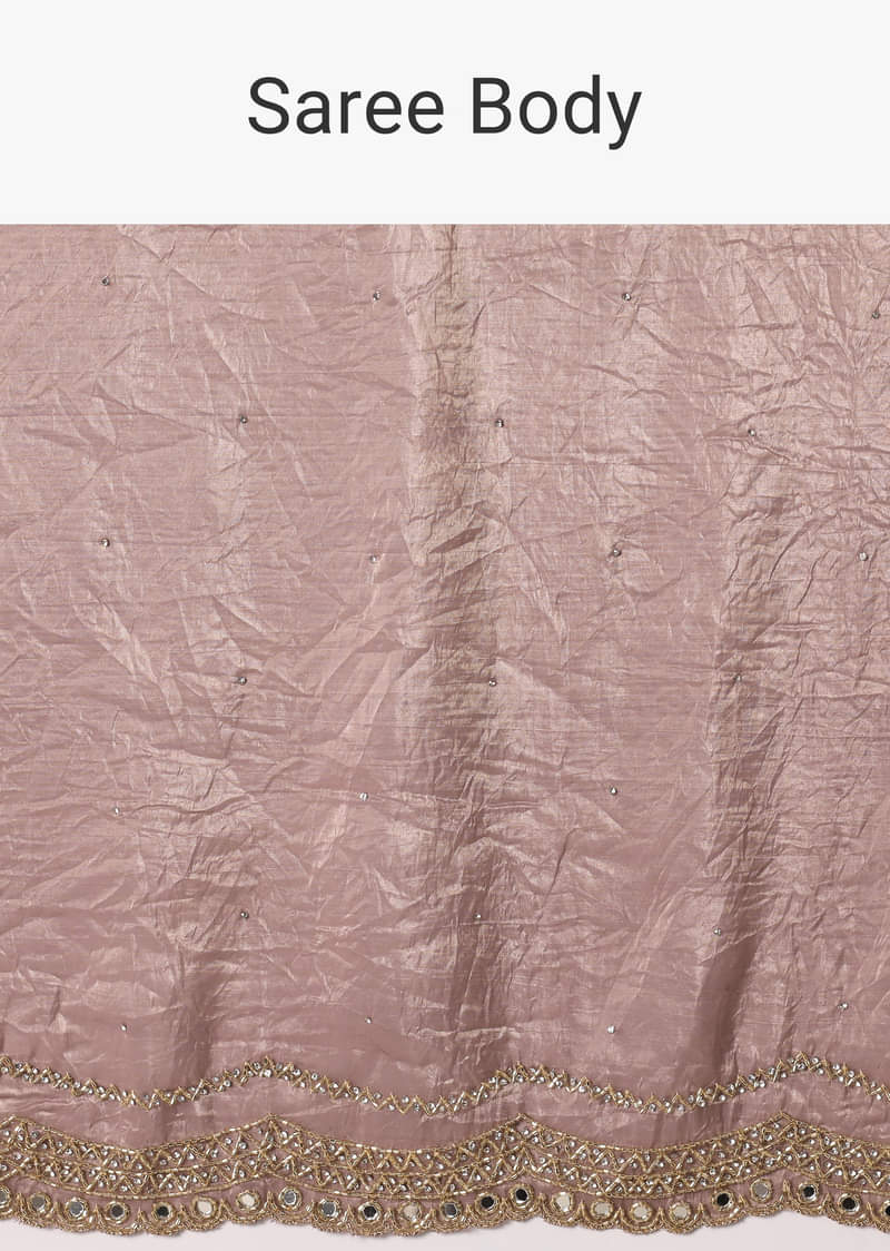 Elegant Brown Saree With Mirror and Stone Work