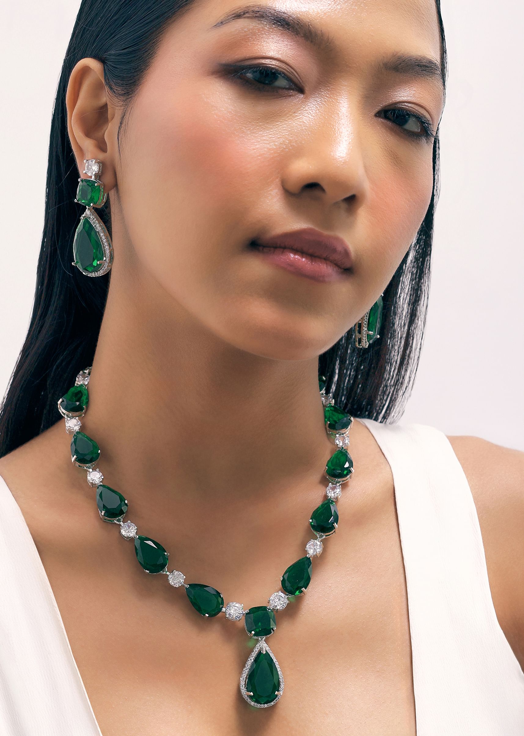 Diamond necklace with earrings sale