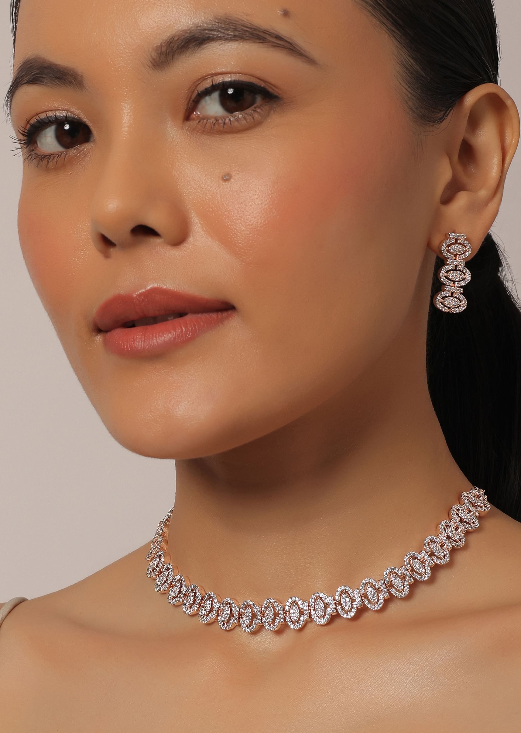 Rose gold short necklace deals