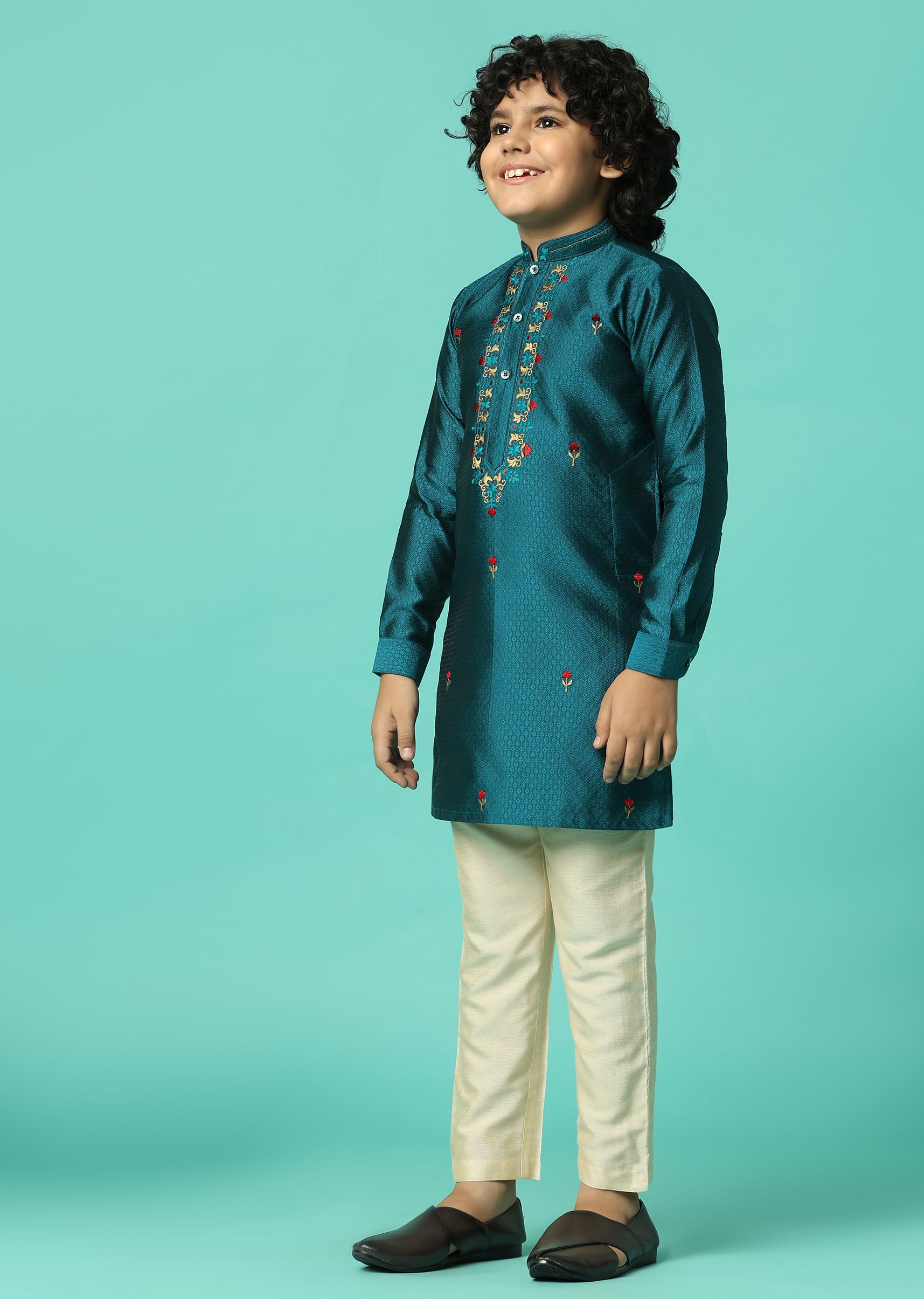Buy Festive Embroidered Silk Kurta Set For Boys KALKI Fashion India
