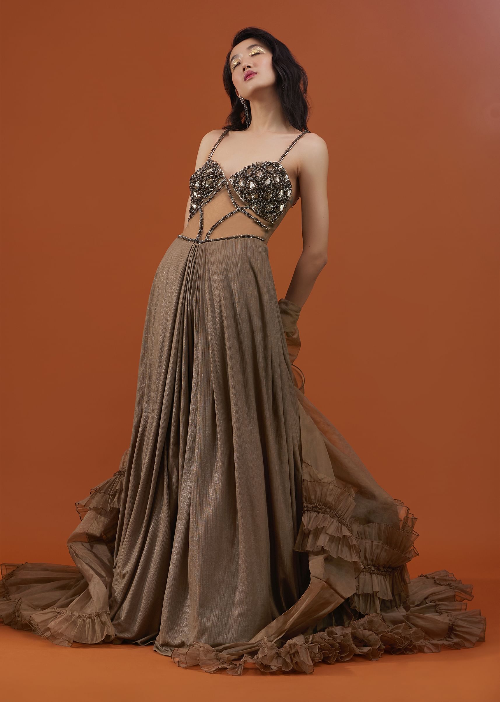 Brown skirt jumpsuit sale