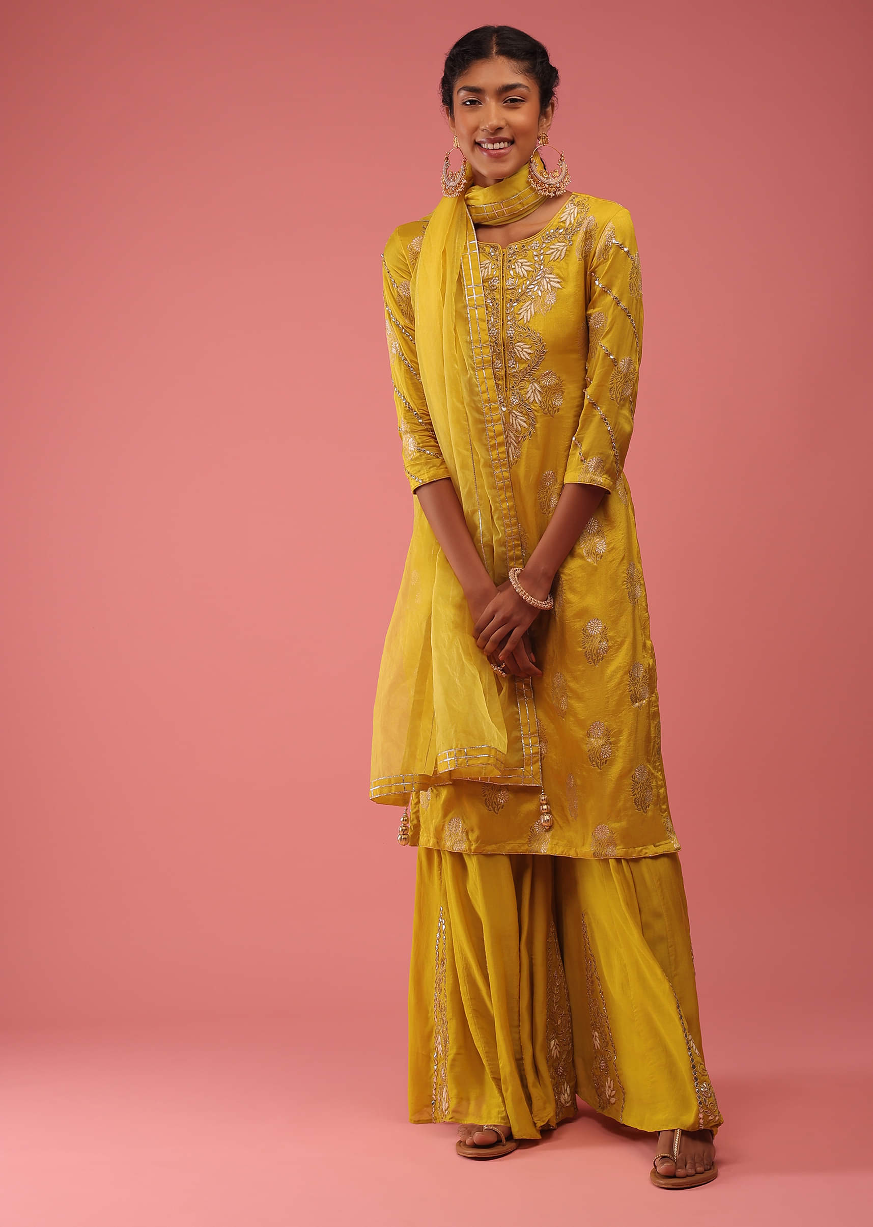 Golden sharara suit hot sale