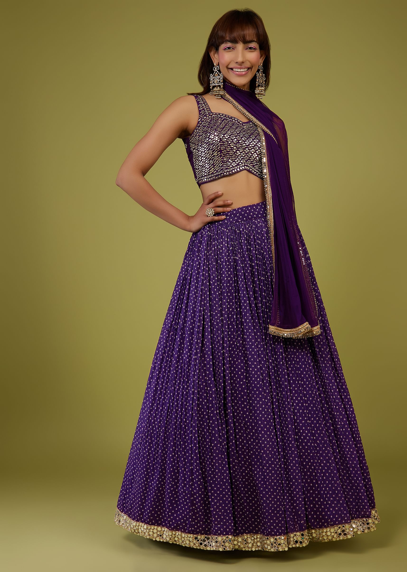 Bandhani mirror work lehengas hotsell