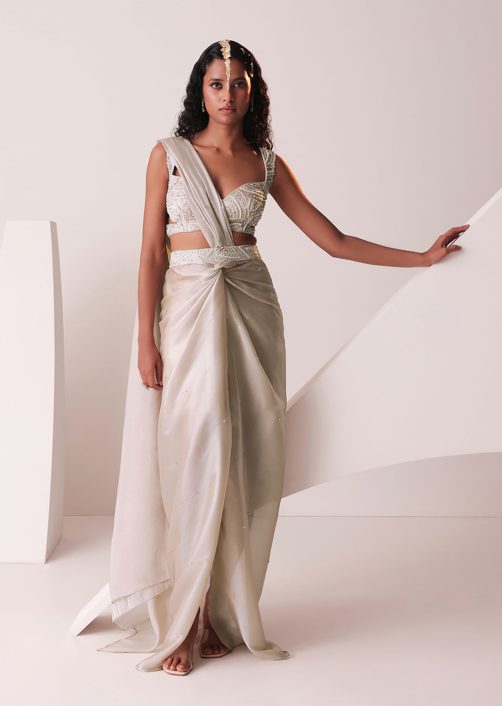 Buy Elegant Pre Draped Saree Gowns Dresses KALKI Fashion