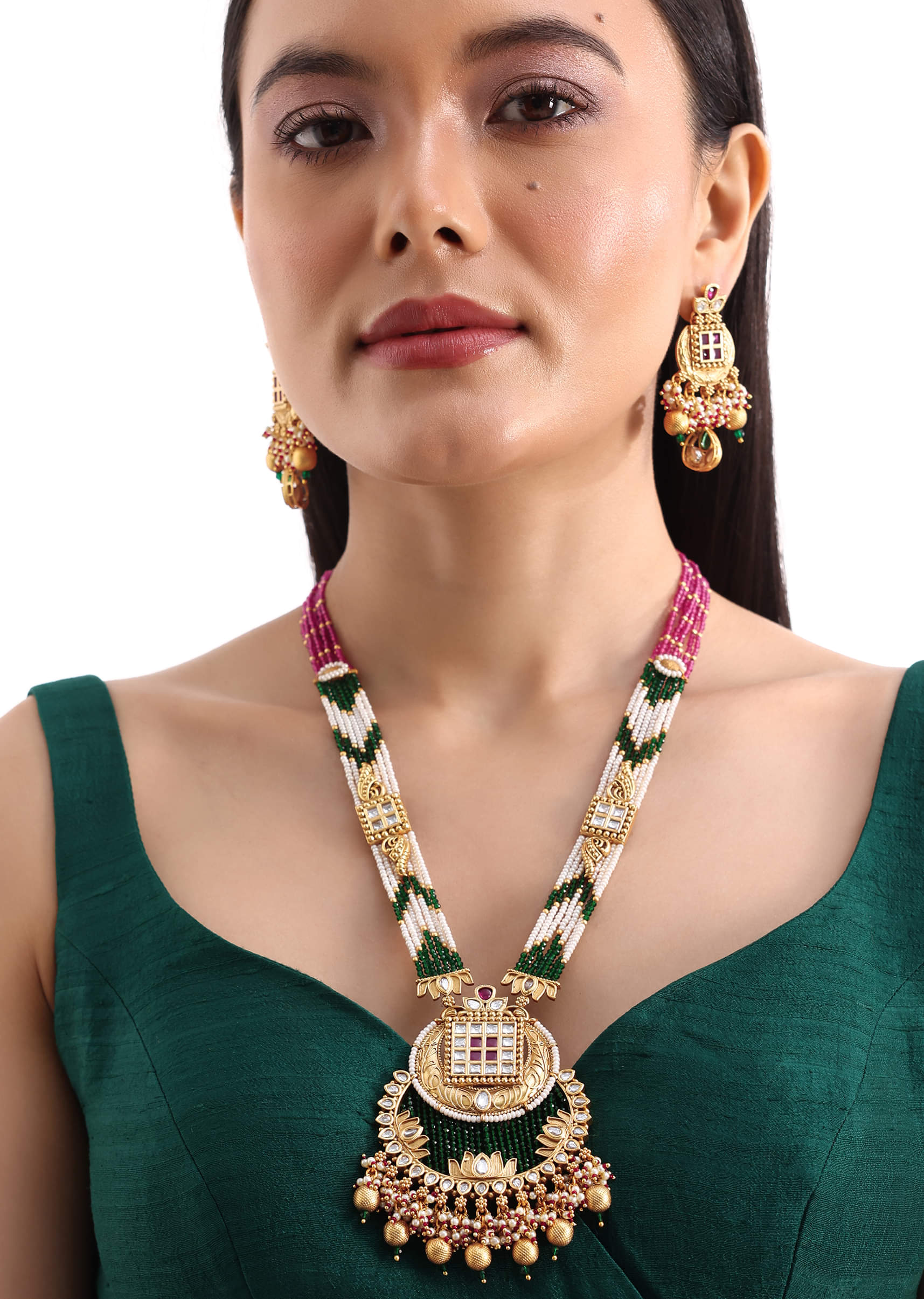 Green temple jewellery top