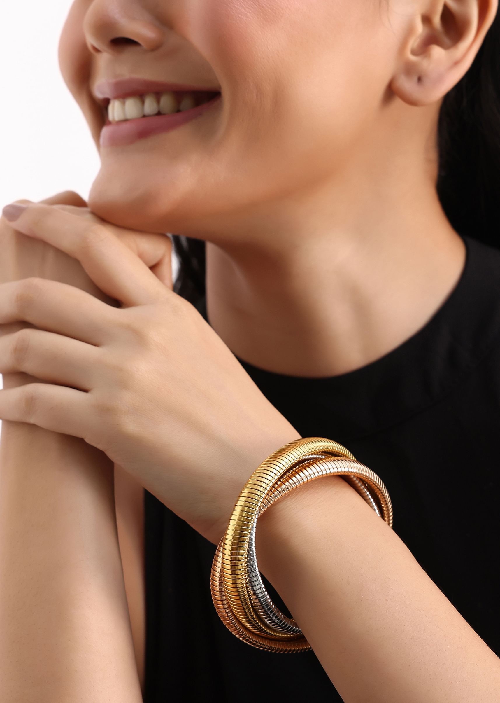 Silver gold mix bangles discount