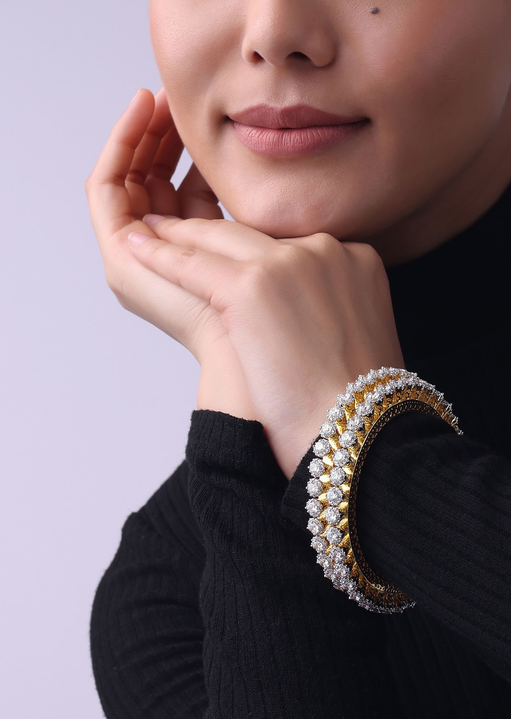 Buy Gold Finish Bangles In Mix Metal Studded With Faux Diamonds KALKI Fashion India