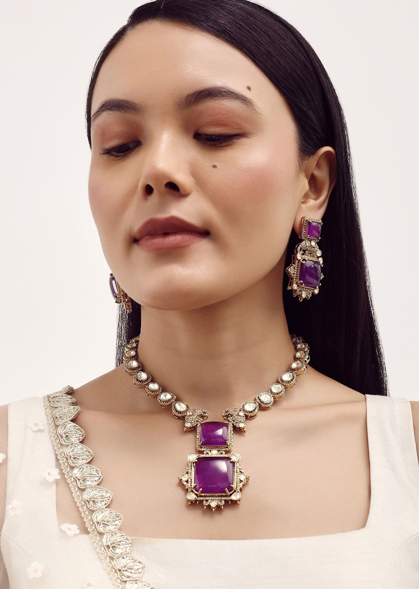 Purple fashion necklace store