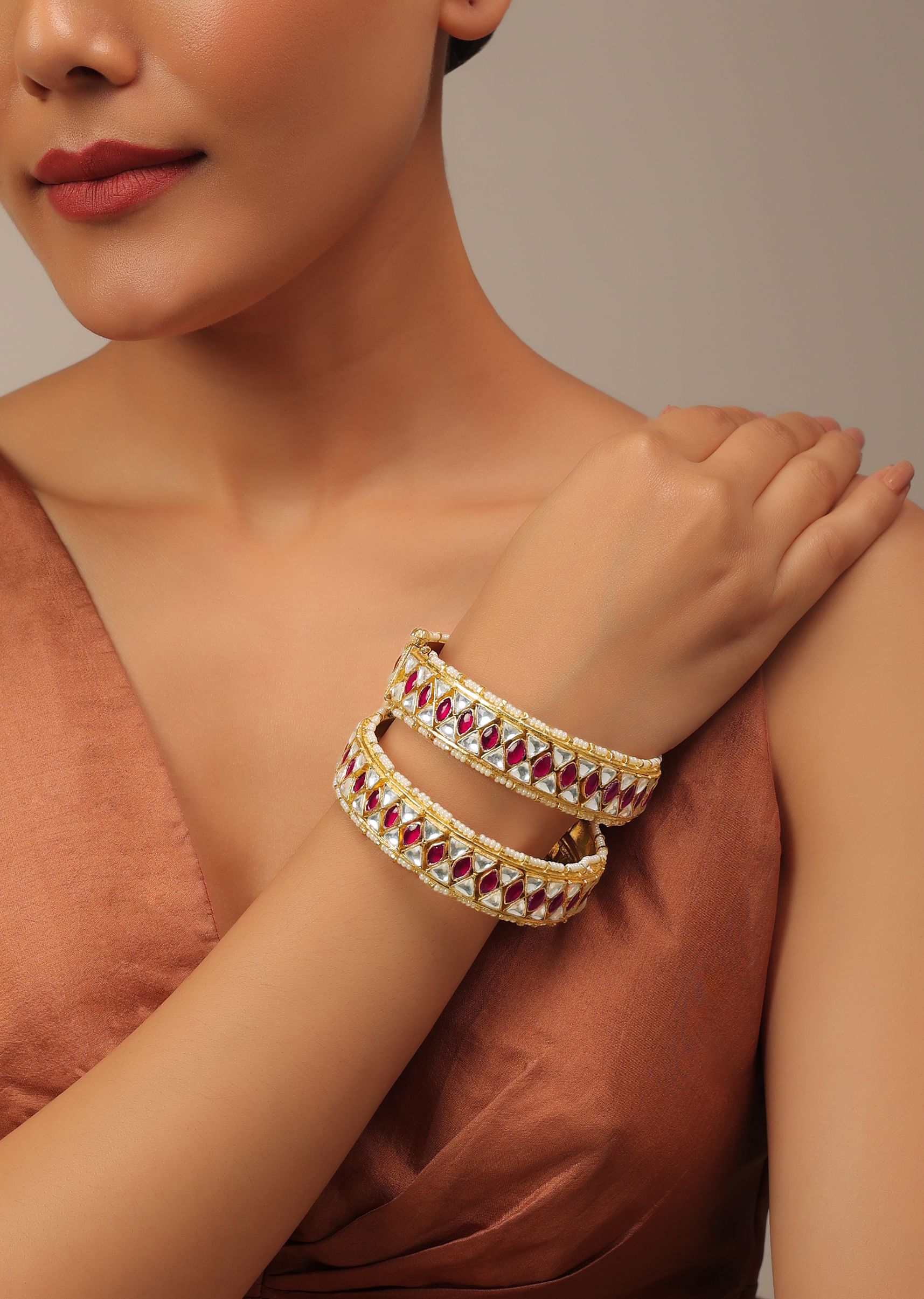 Buy Gold Finished Kundan Polki Bangles KALKI Fashion Global