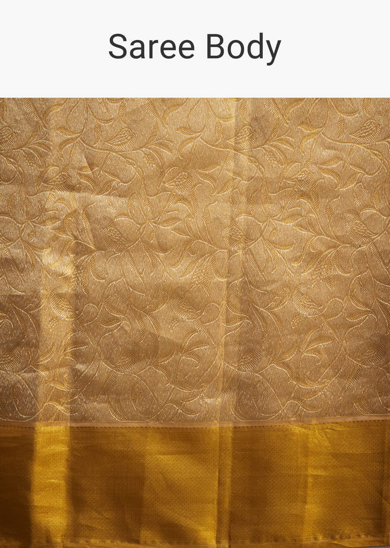 Gold Kanjivaram Silk Saree With Golden Zari Detailing