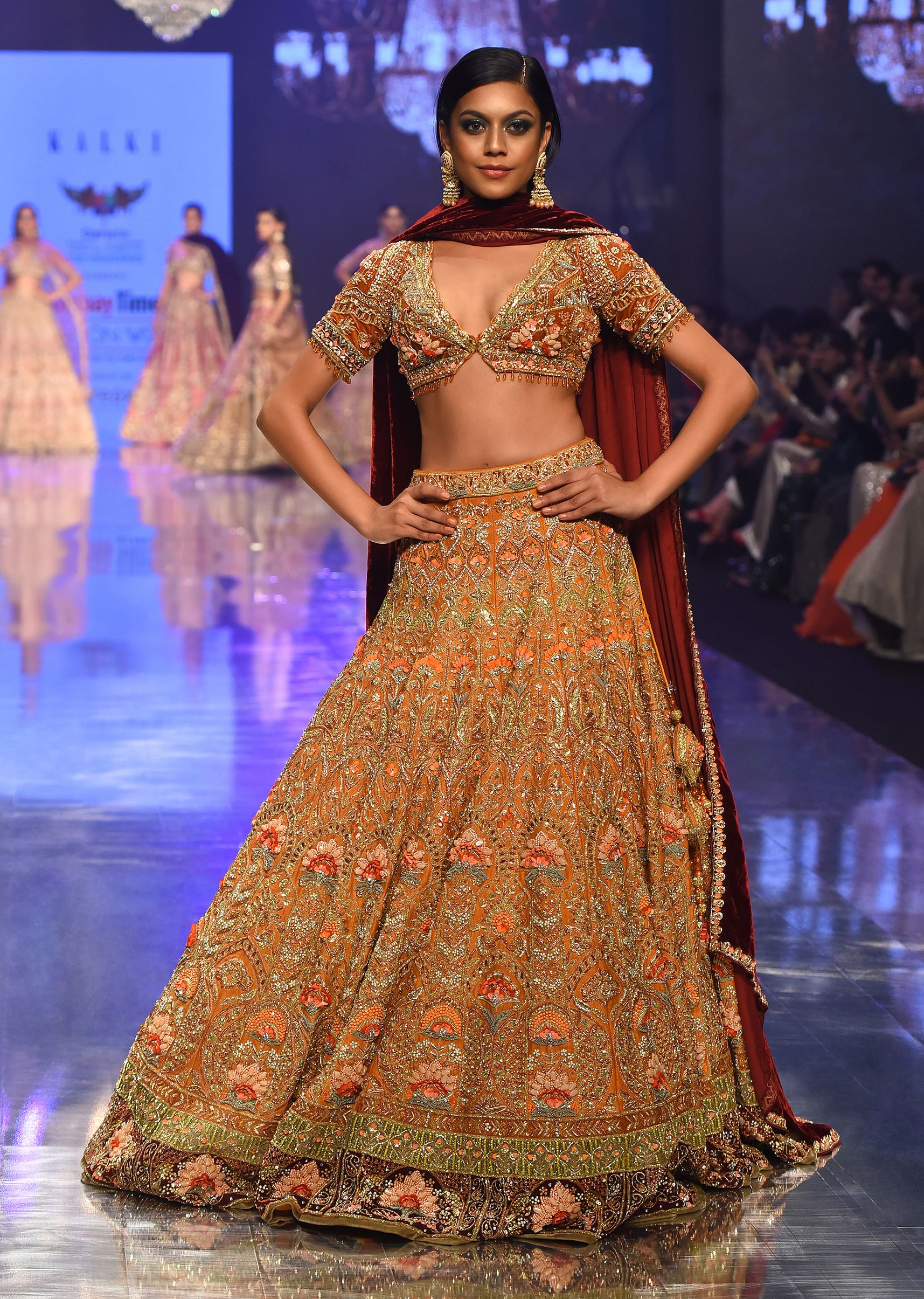 Buy Golden Lehenga Bridal Lehenga In Raw Silk With Heavy Embroidery NOOR 2022