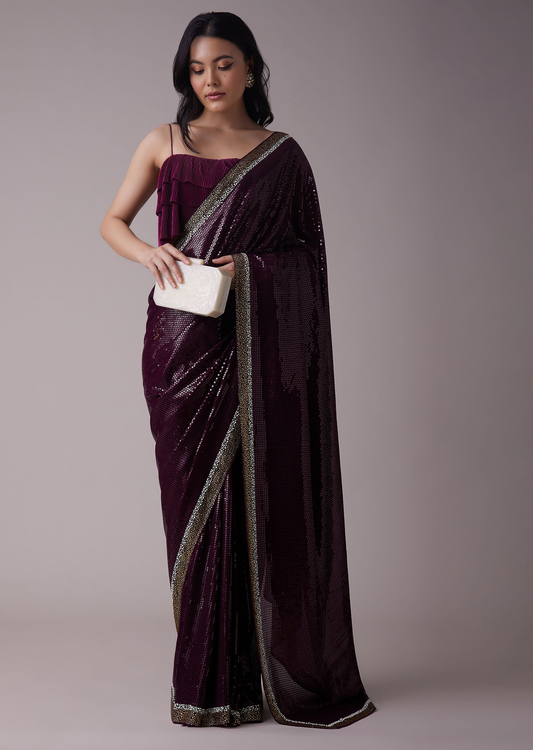 Grape wine colour wedding saree outlet