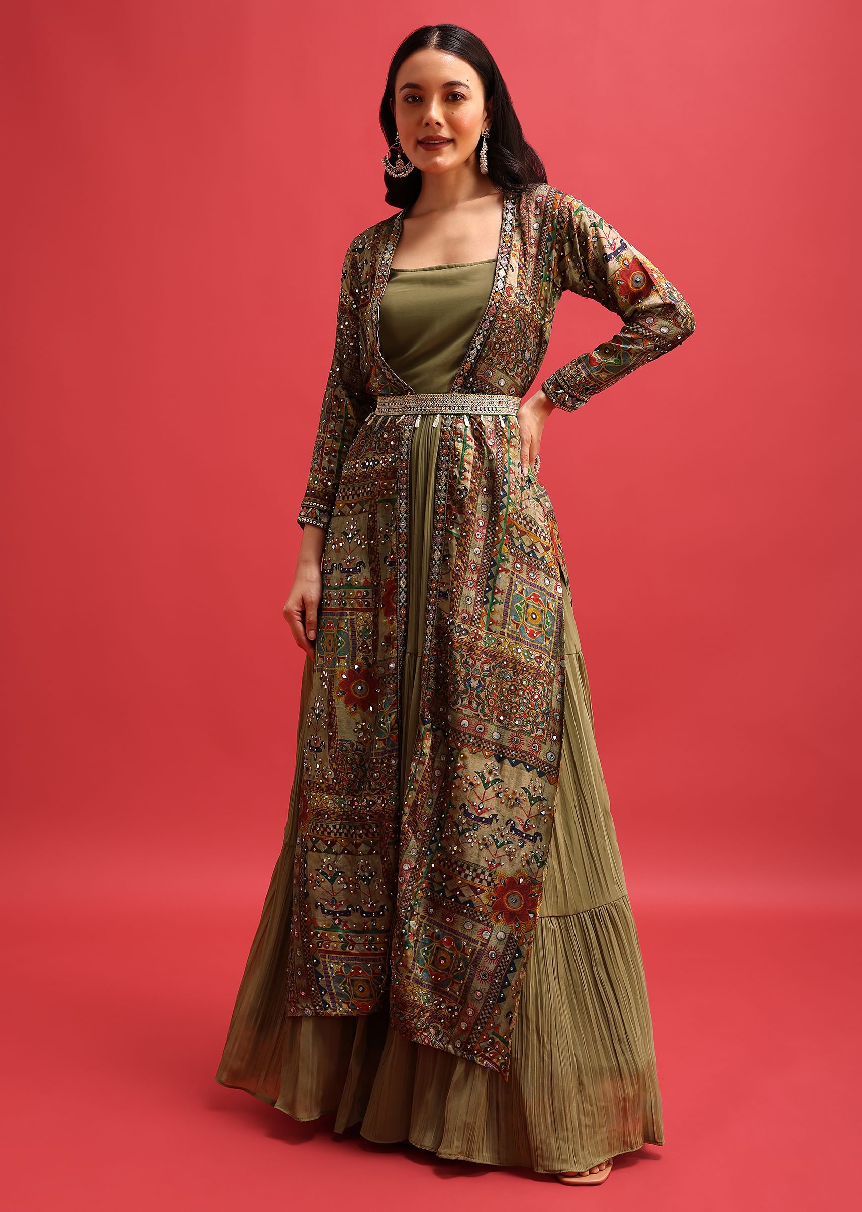 Printed gown with jacket deals