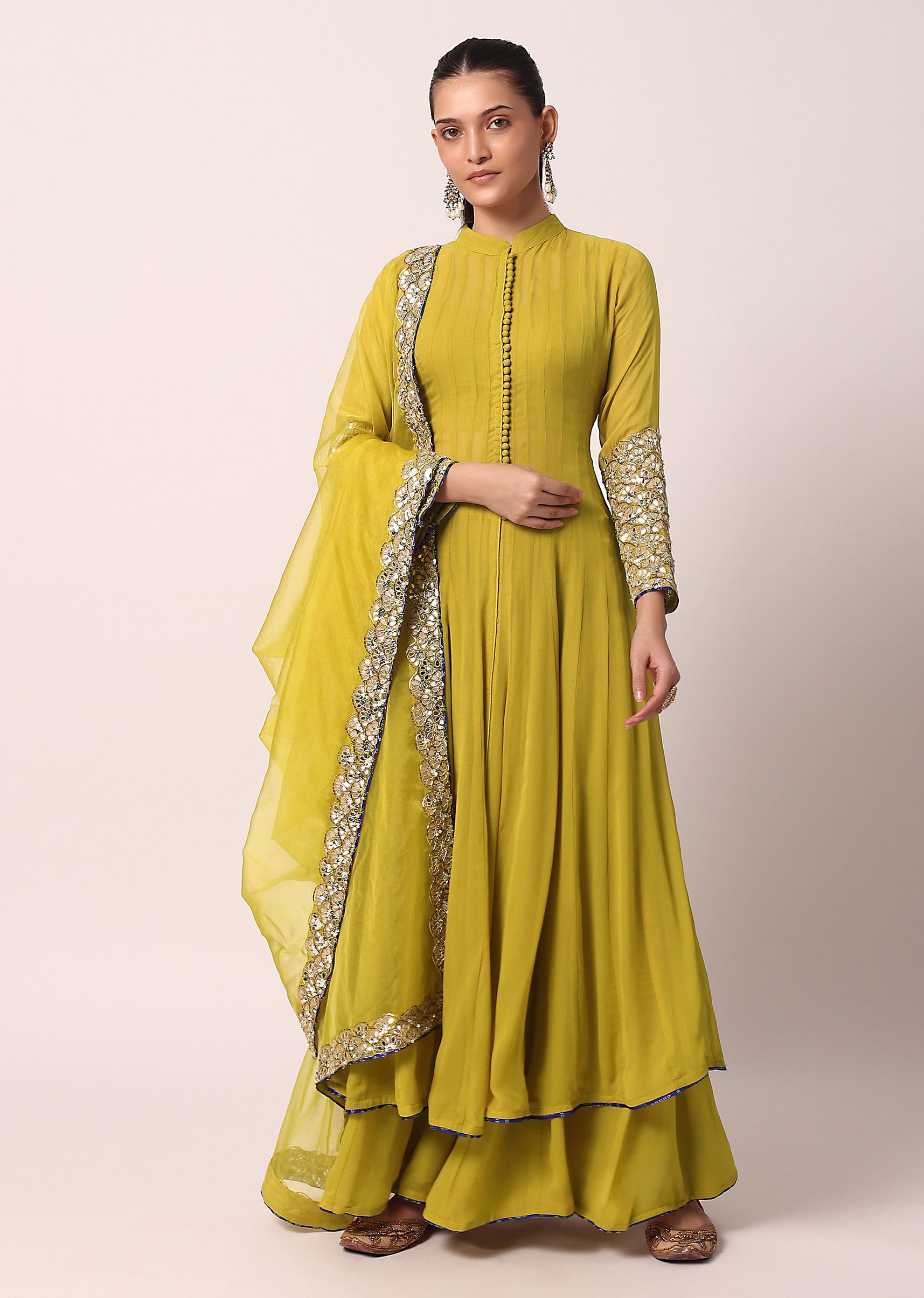 Buy Green Palazzo Set With Embroidered Anarkali KALKI Fashion India
