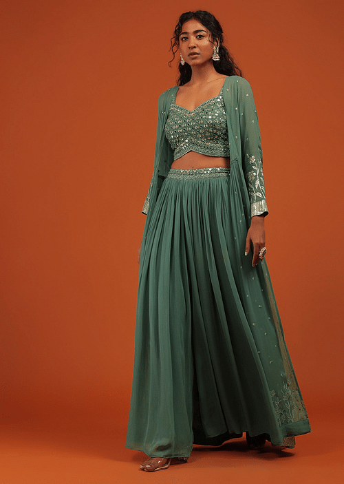 Green palazzo suit discount