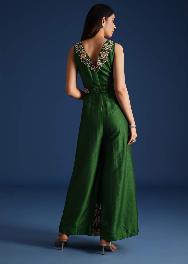 Green Resham Work Jumpsuit