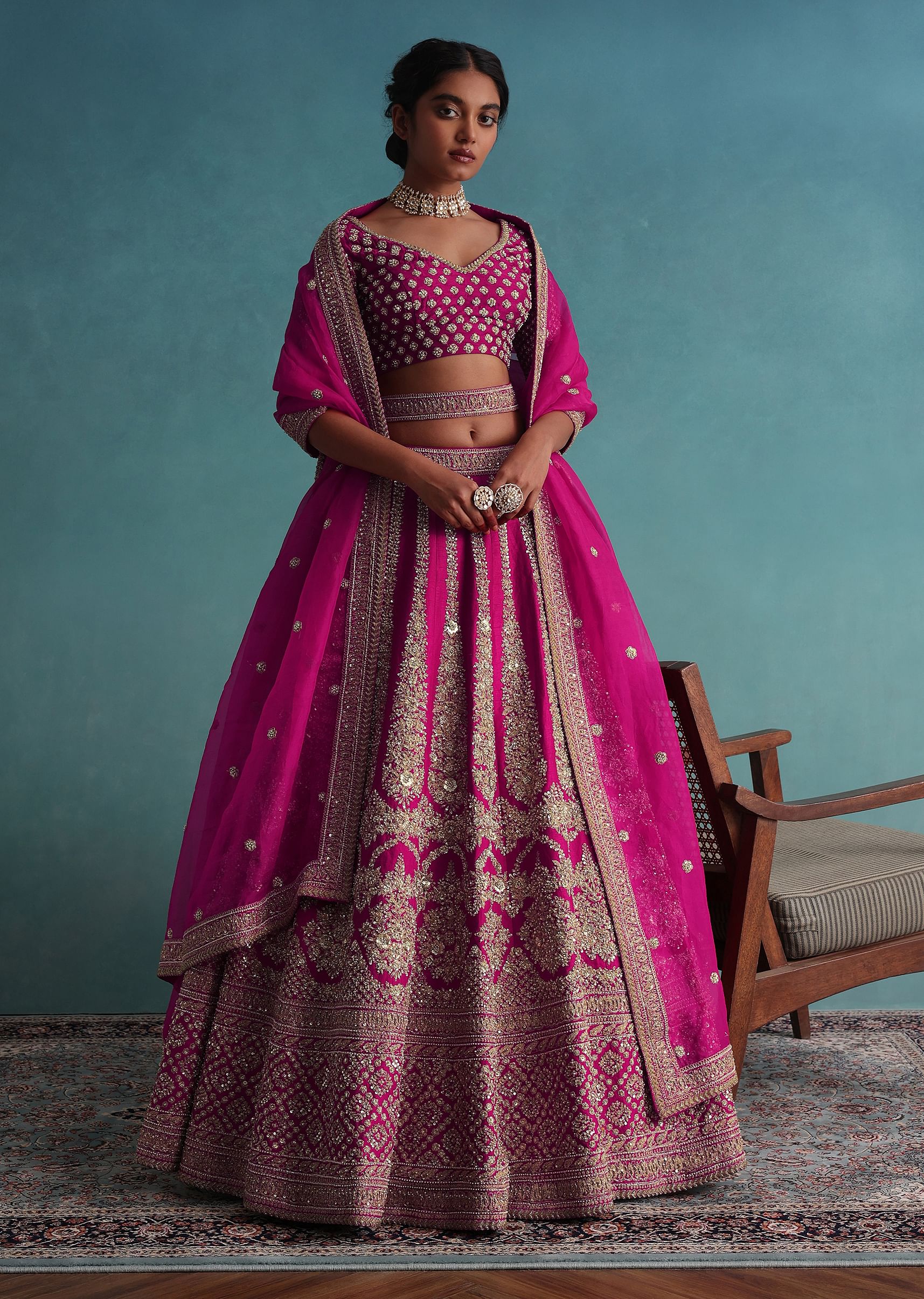 Dark pink bridal lehenga outlet