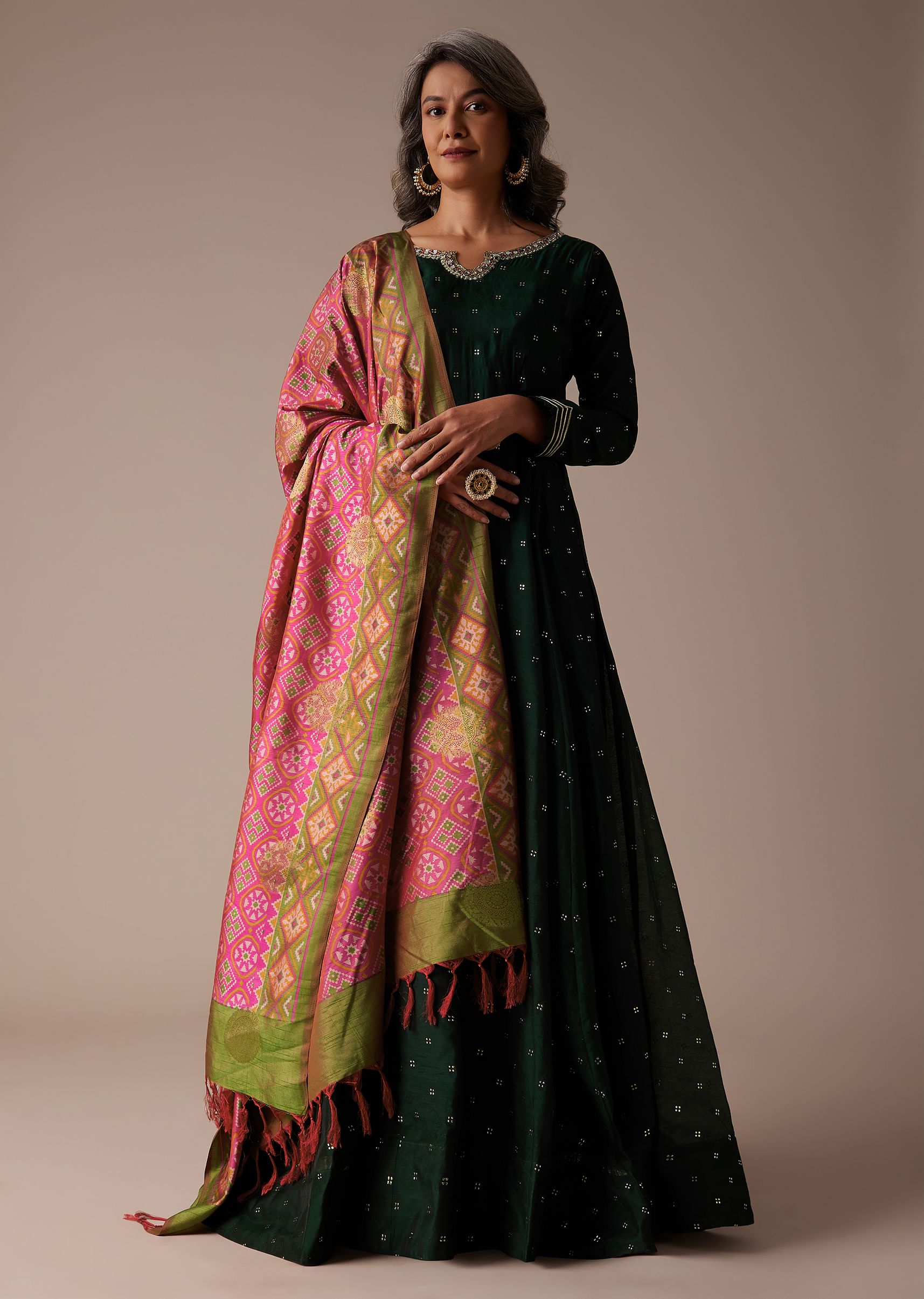 Anarkali suit with silk dupatta shop