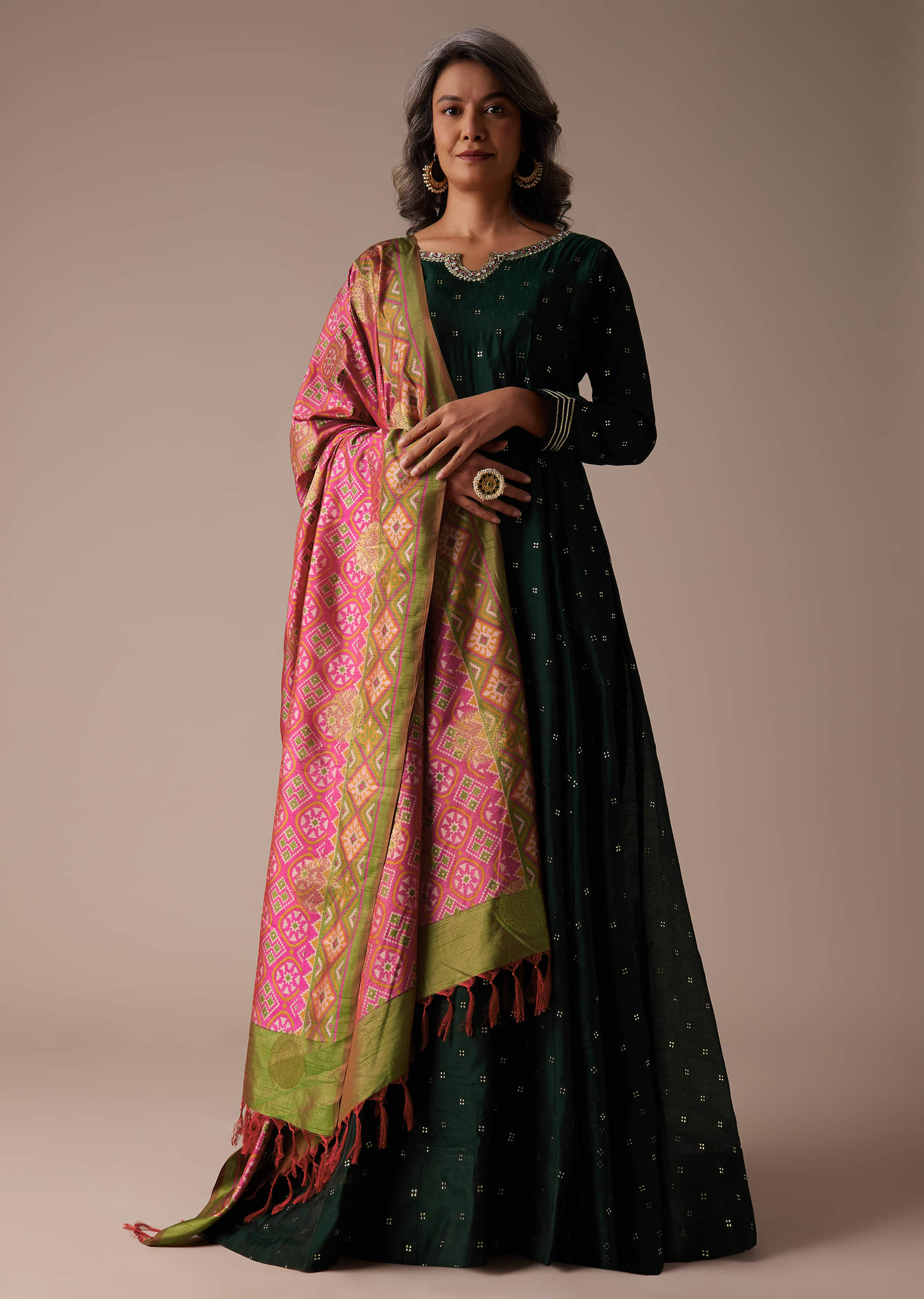 Anarkali suit with silk dupatta shop