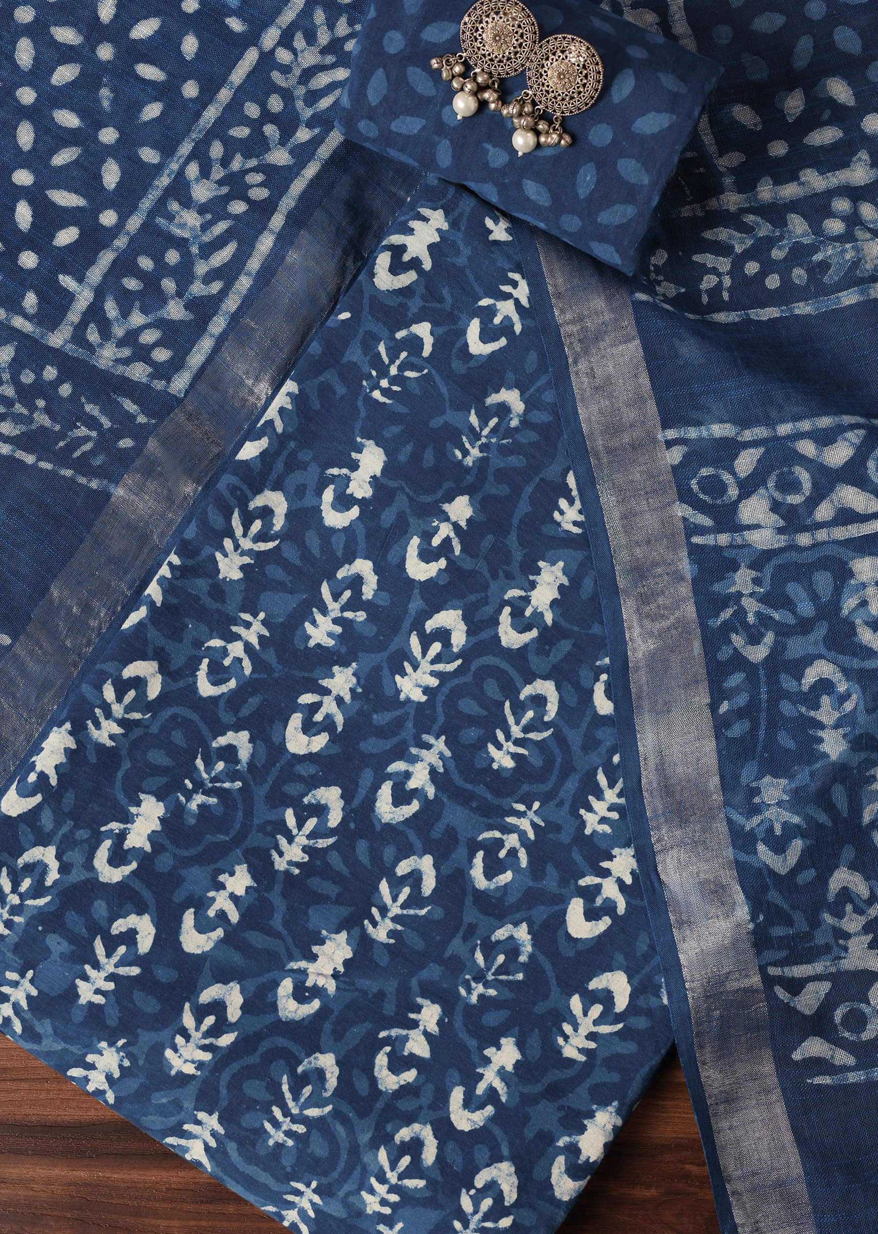 Buy Indigo Batik Hand Block Printed Breathable Cotton Dress Material KALKI Fashion India