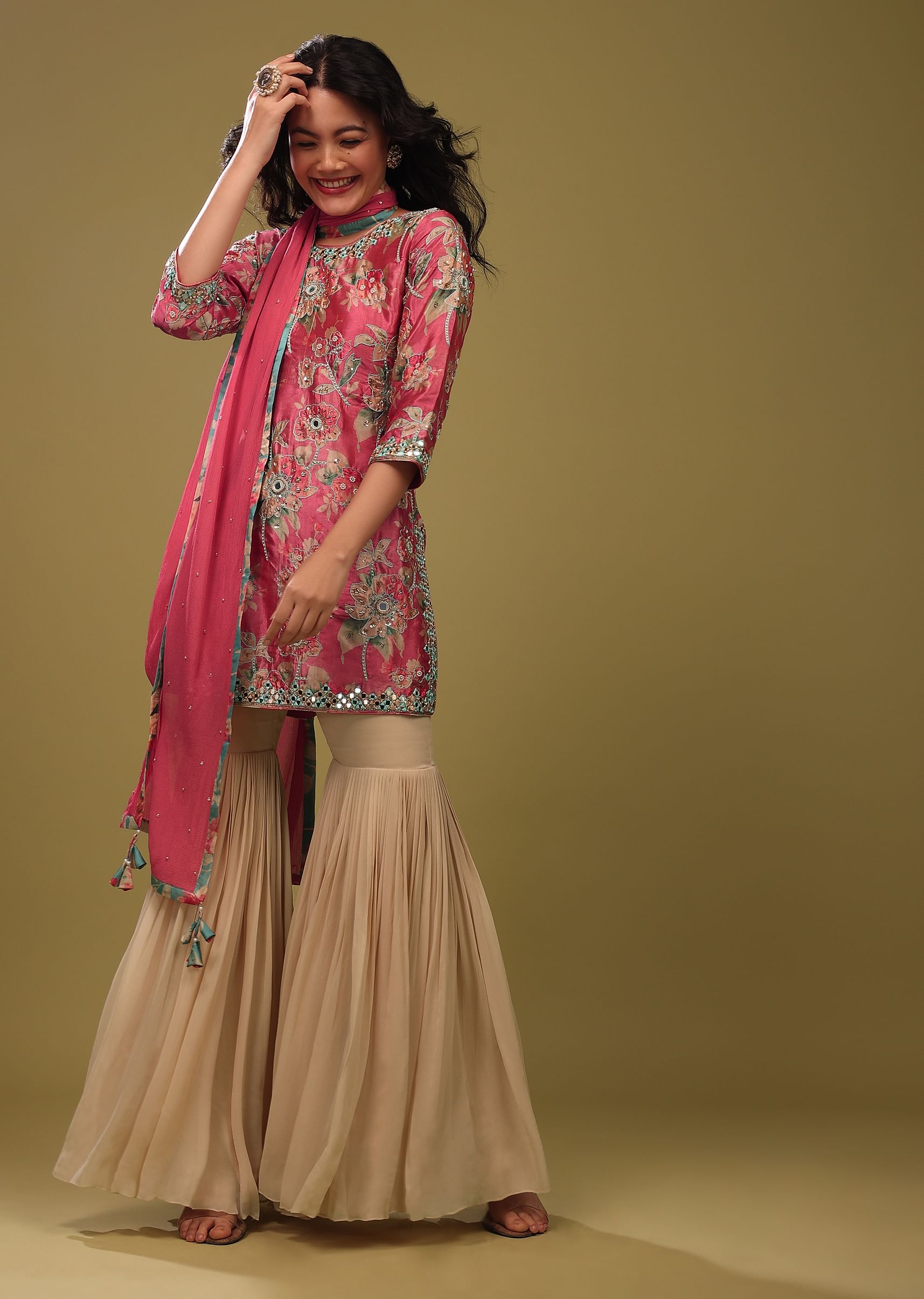 Fuschia pink trouser suit online