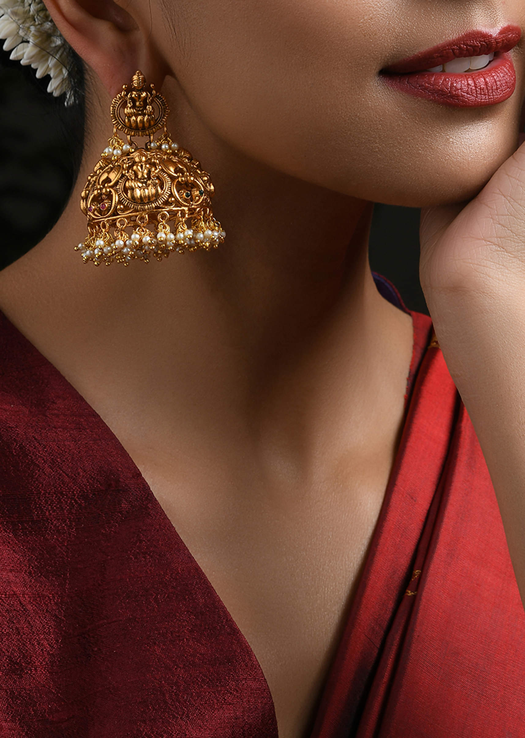 Temple work jhumka sales