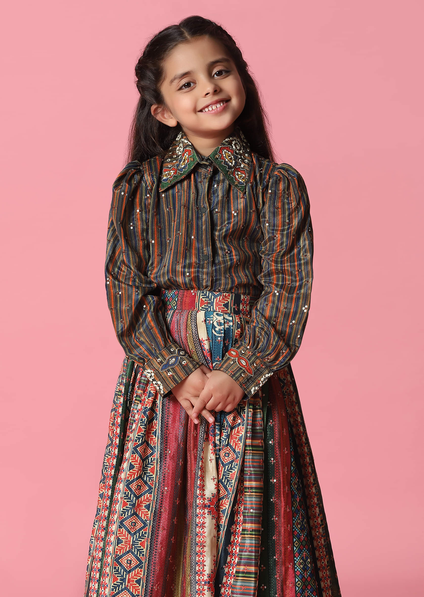 Satin embroidered skirt cheap