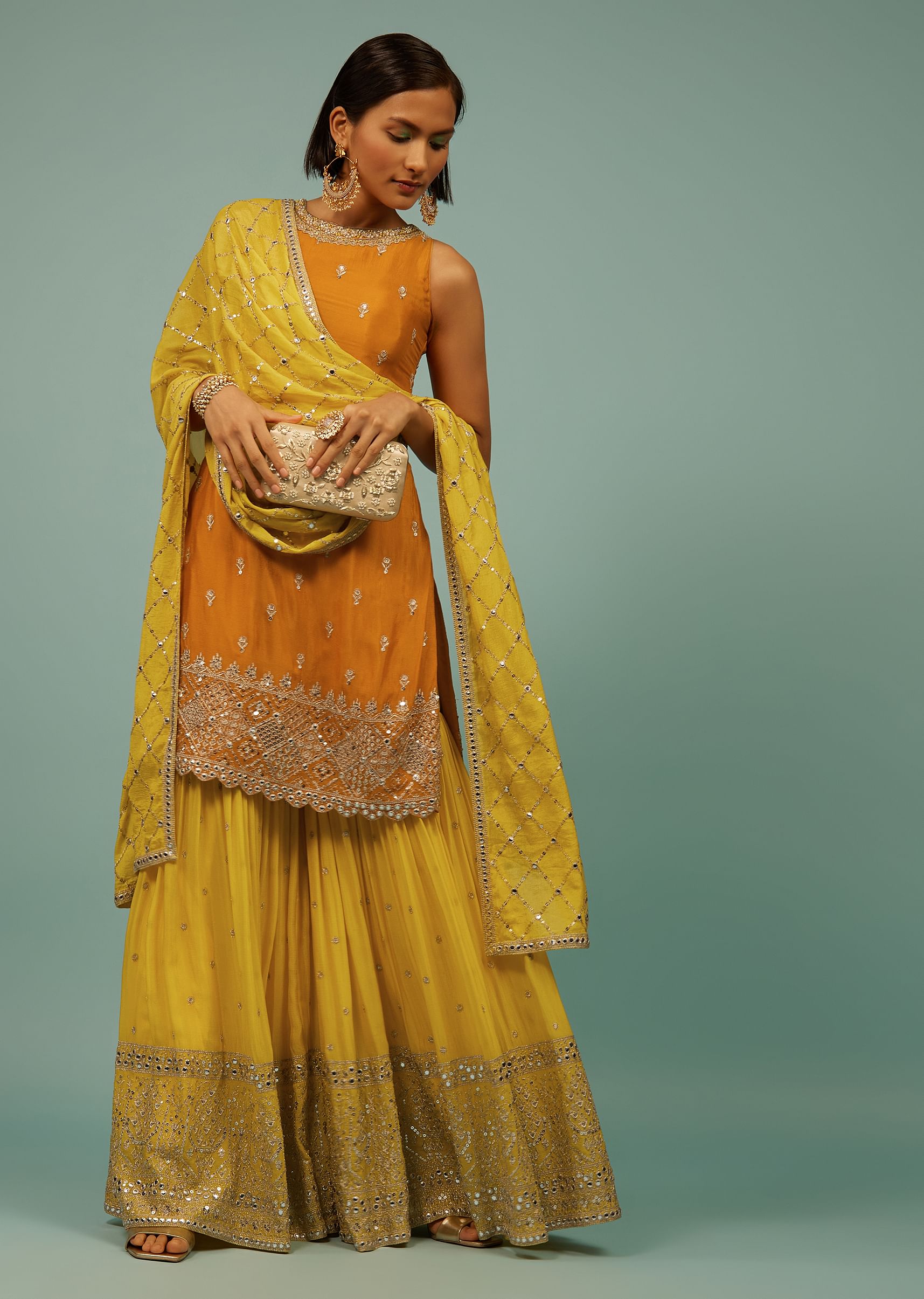 Yellow sharara suit online best sale