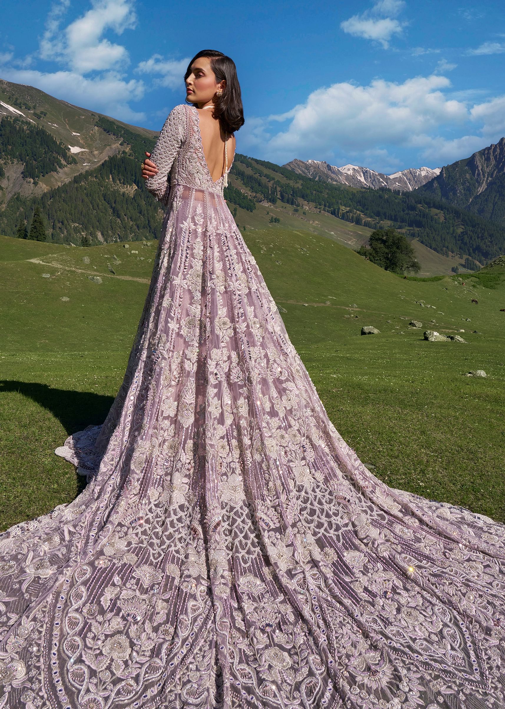 Buy Lavender Mist Bridal Lehenga Set With Hand Work KALKI Fashion Global
